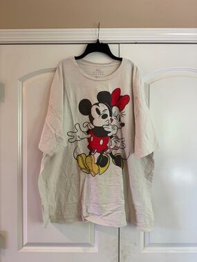 Disney Cream Short Sleeve Tee with Red, Black & Yellow Mickey Graphic
